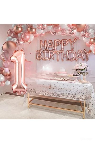 DÜVENCİ TİCARET Birthday Rose Gold Balloon - Decoration Arrangement