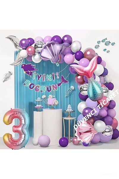 DÜVENCİ TİCARET Mermaid Luxury Birthday Set