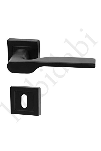 HOBİDABİ Set de mânere de ușă Black Zenit Design - Seria Eda Square Rosette - Set 3 1 (5 CAMERĂ 2 WC) Mâner de ușă