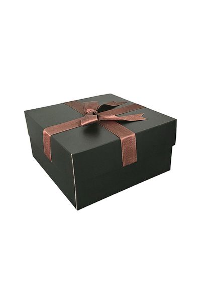 HEDİYEDİYE Black Gift Box - Empty with Brown Ribbon