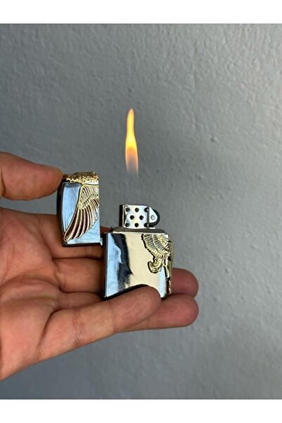 HK GİFT SHOP Kabartmalı Kanatlı Melek Figürlü Metal Gazlı Çakmak