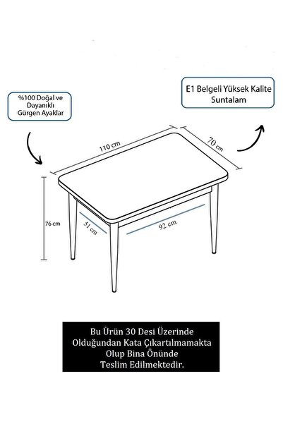 Canisa Arp Serisi, 70x110 Sabit Barok Ahşap Desen Yemek Odası Masası