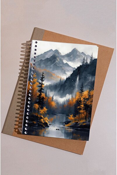 kutuTR 15x21 Vip Modelist Notebook - Forest Pattern, Wooden MDF Cover, 100 Sheets Checked, 80gr/m2 K516