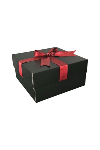 HEDİYEDİYE Black Claret Red Ribbon Gift Box