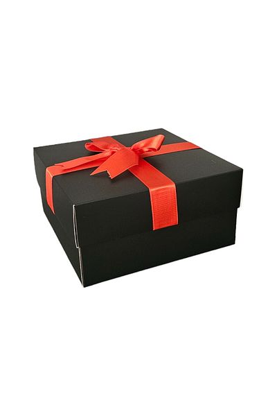 HEDİYEDİYE Black Gift Box - Empty with Red Ribbon