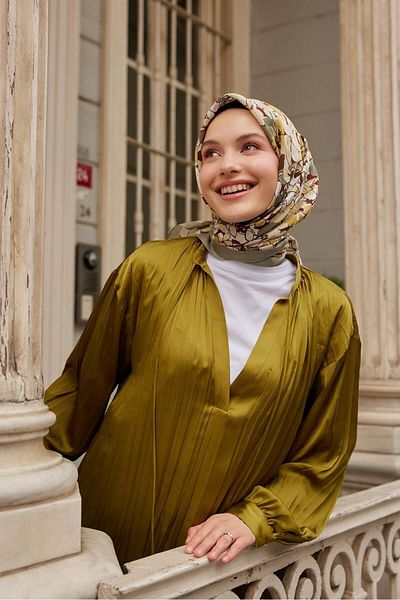 Şalland Baroq Pattern Scarf Maleficent Soft Green