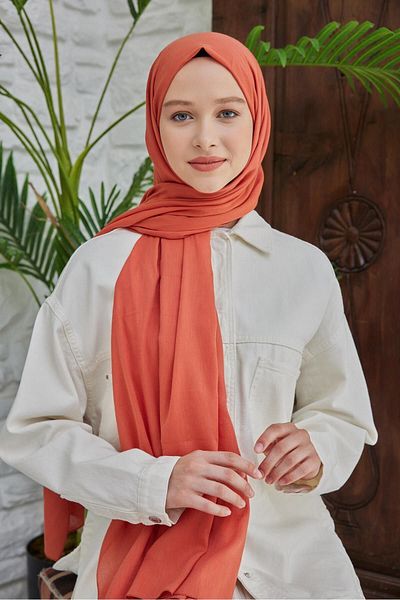 Şalland Organic Cotton Voile Shawl Coral