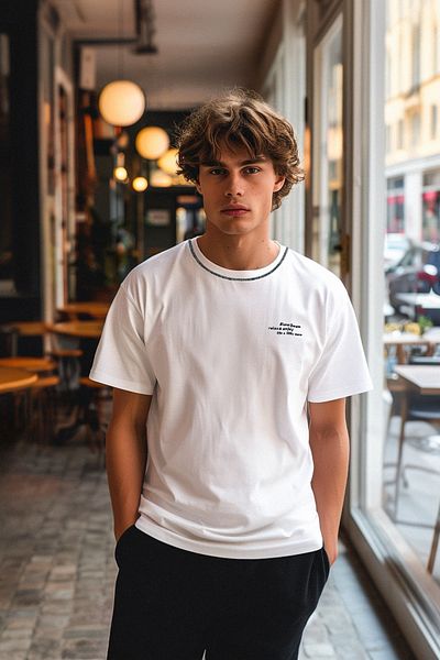 Trendyol Collection Ecru Embroidered Oversize Cotton T-Shirt - Sustainable Tmnss24Ts00179