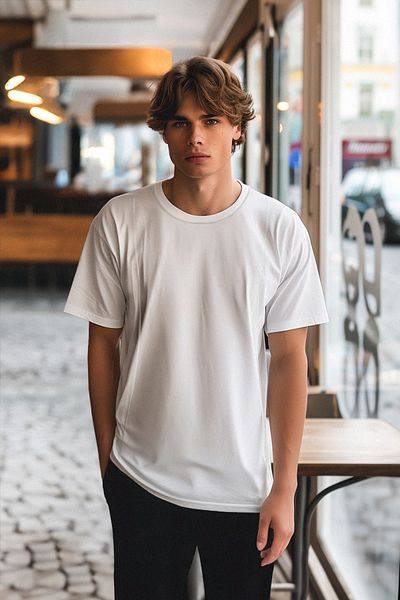 Trendyol Collection Ecru Color Oversize kontrastní bavlněné organické tričko s límečkem - TMNSS24TS00175