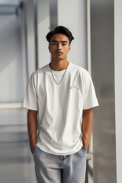 Trendyol Collection Oversize bavlněné tričko s výšivkou Ecru - udržitelné TMNSS24TS00169