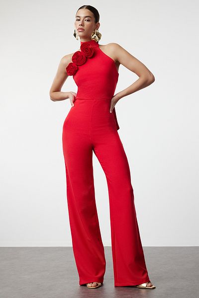 Trendyol Collection Woven Red Rose Detailed Jumpsuit - TPRSS24TU00018