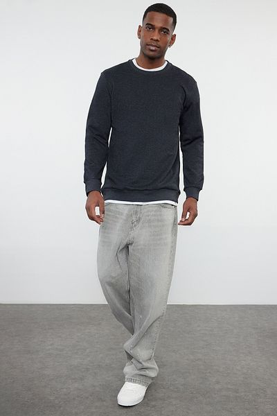Trendyol Collection Anthracite Fleece/warm SWeatshirt - Regular Fit TMNAW21sw1208