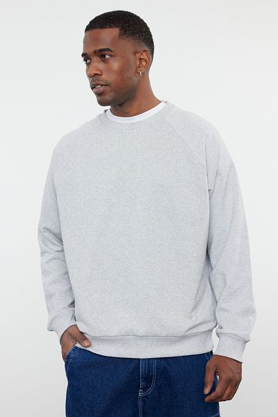 Trendyol Collection Γκρι φλις/ζεστό μπλουζάκι Oversize - TMNAW23SW00190