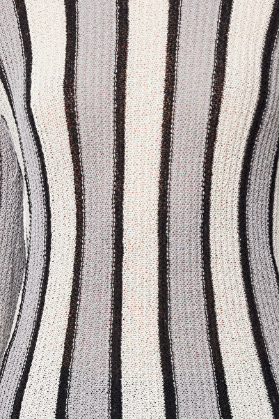 Trendyol Collection Ecru Color Blocked Thin Knitwear Sweater - Cotton, TWOAW25KZ00015