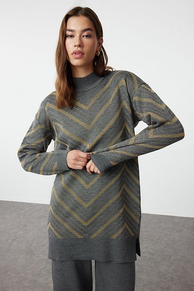 Trendyol Modest Antracit kötött pulóver és nadrág szett - TCTAW25US00010