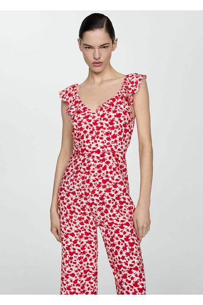 MANGO Woman Floral Print Long Jumpsuit
