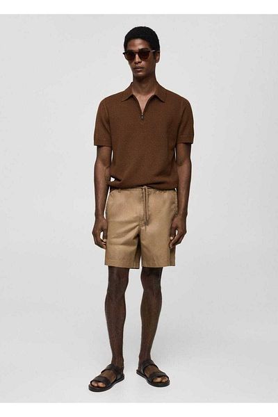 MANGO Man 100% Cotton Drawstring Bermuda Shorts