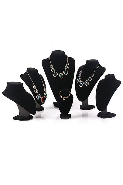 Schulzz 6-Piece Jewelry Store Showroom Display Rack Jewelry Accessory Stand with Upright Velvet Fabric