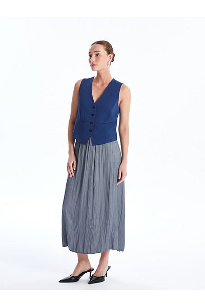 LC Waikiki Plain A-line Satin Women's Skirt with Elastic Waist