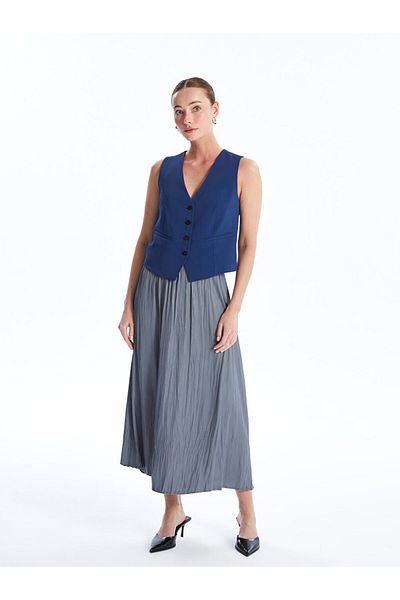 LC Waikiki Plain A-line Satin Women's Skirt with Elastic Waist
