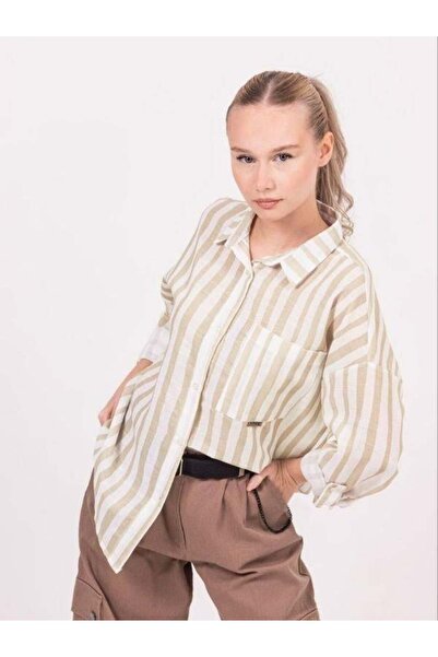 Zekids Cămașă de in dungi pentru fată
