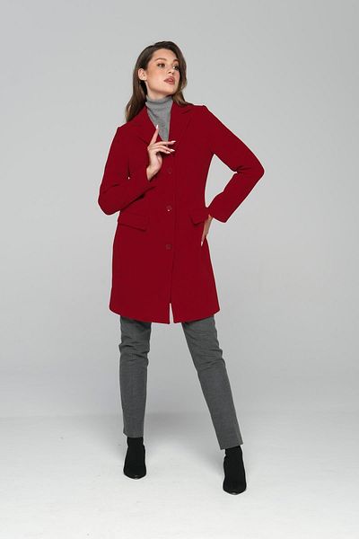 Olcay Men's Collar Flap Pocket Button Closure Coat Red 3849