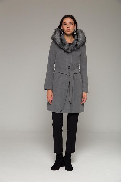 Olcay Masivní kabát s kapucí a zapínáním na knoflíky Shearling Grey 3758