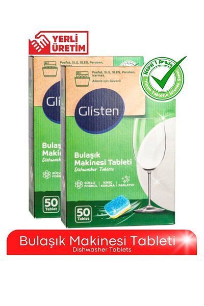 Glisten 100Pcs Dishwasher Detergent Tablets Free of Phosphate, Sls, Pareben - Halal Product