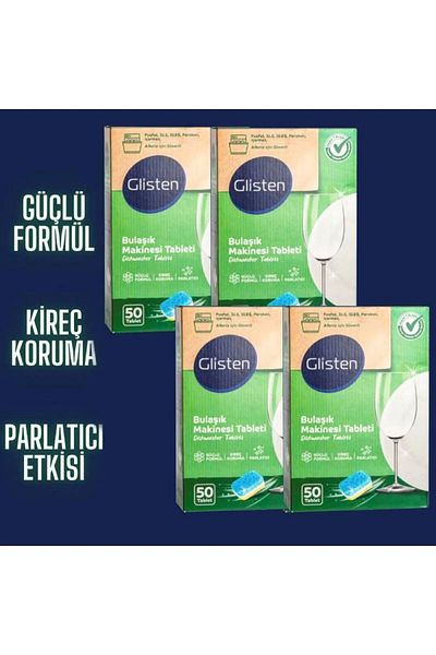 Glisten 200Pcs Dishwasher Detergent Tablets Free of Phosphate, Sles, Pareben - Halal Product