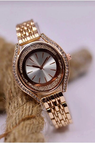 m melisa hediyelik Rose Gold Kordonlu Ince Kordonlu Taş Desenli Kadın Kol Saa...