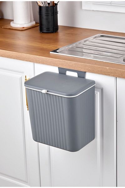 VANCKEY 15 LT Kitchen Countertop and Cabinet Hanging Garbage Bin
