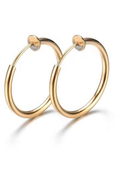 Jaida Moda Unisex Set of 2 - Non-Perforated Fake Steel Earrings