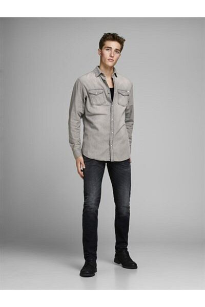 Jack & Jones Ανδρικό Γκρι Μπλουζάκι Jjesheridan - Πουκάμισο Noos