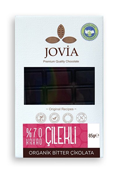 JOVİA ÇİKOLATA Organik Çikolata - %70 Bitter Çilekli