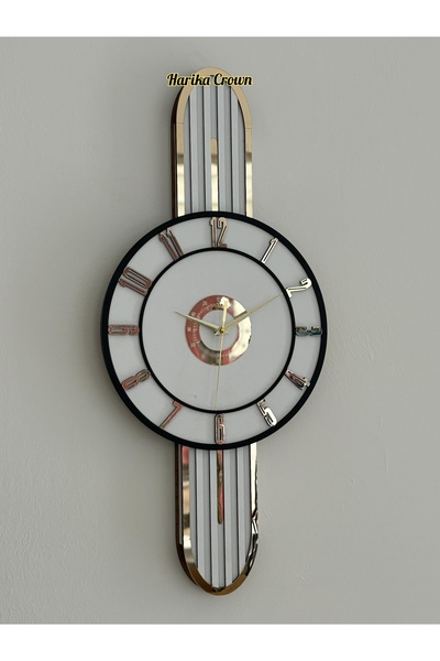 hibiscus Modern Tasarımlı Ahşap Duvar Saati - Evinize Estetik Dokunuş (66 cm)