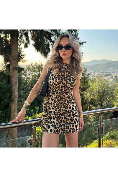 MAYHOŞ BUTİK Rochie mini leopard de damă