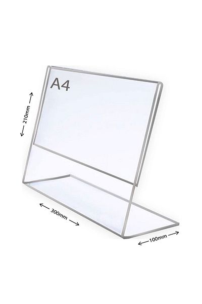 Display Malzeme Dm A4 L Type Horizontal Table Top Transparent Plexi Foiling Price