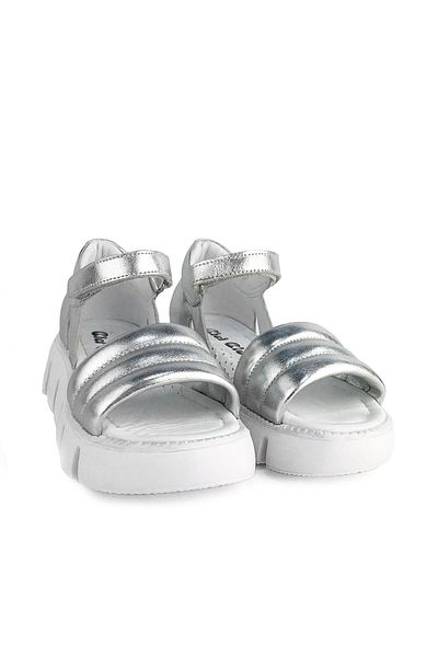 Cici Bebe Ayakkabı Sandale pentru fete din piele naturală de culoare argintie
