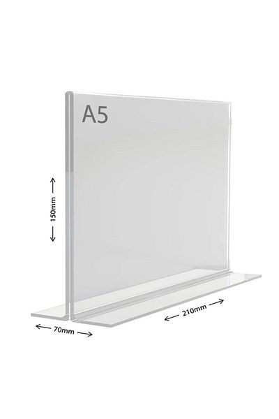 Display Malzeme Dm A5 T Type Horizontal Table Top Transparent Plexi Foiling Price