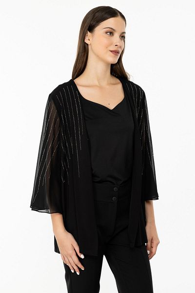 ON Tulle Sleeve and Stone Detailed Evening Dress Cardigan
