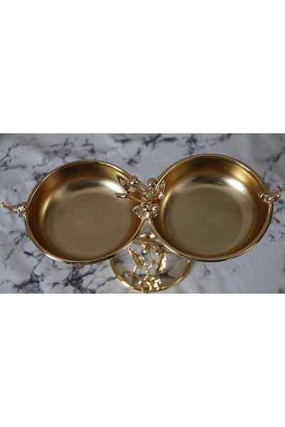 Kalbelek Gold 2-Piece Snack Bowl with Japanese Rose and Bird Pattern