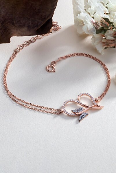 Else Silver Kelebekli Kalp Gümüş Bayan Bilekliği