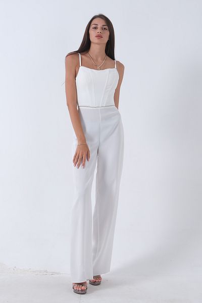 Feminist White Rope Strap Jumpsuit - Gipeli,6502470