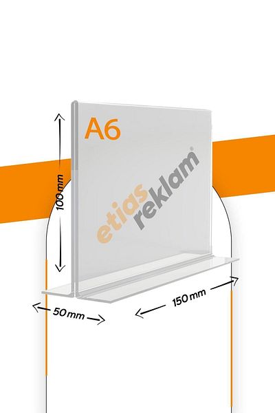 Etias Reklam A6 T Type Horizontal 5-Piece Table Top 2.8 Mm Transparent Plexi Foyluk / Brochure Holder