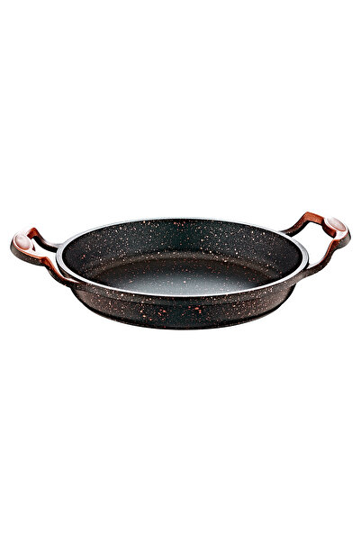 OMS 3248 - 22 Cm Black Pan, Bio Granite, One Piece Cast, Copper Detailed Body