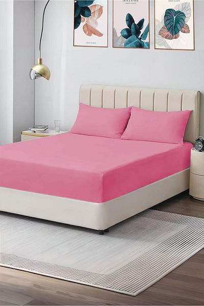 CASPARA Double 160X200 Fitted Sheet Set + 2 Pillowcases