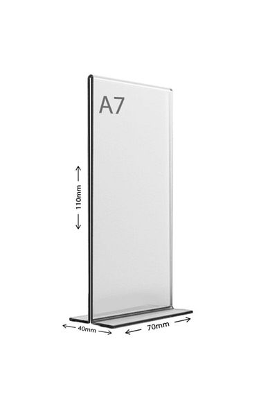 Display Malzeme Vertical Table Top Transparent Pleated Foiling A7 T Type