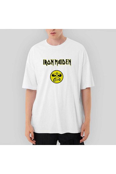 Z zepplin Iron Maiden бяла тениска с голям размер