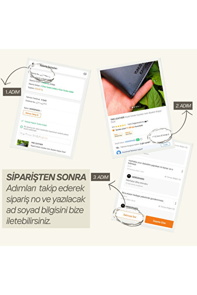 YNS LEATHER Siyah Erkek Cüzdan Isim Baskılı Kişiye Özel