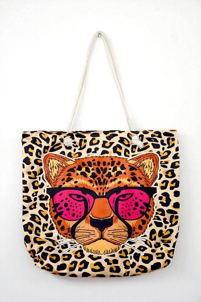 MY SHOPPİNG Τσάντα παραλίας Erayshome με Leopard Print - Τσάντα αγορών με φερμουάρ και επένδυση